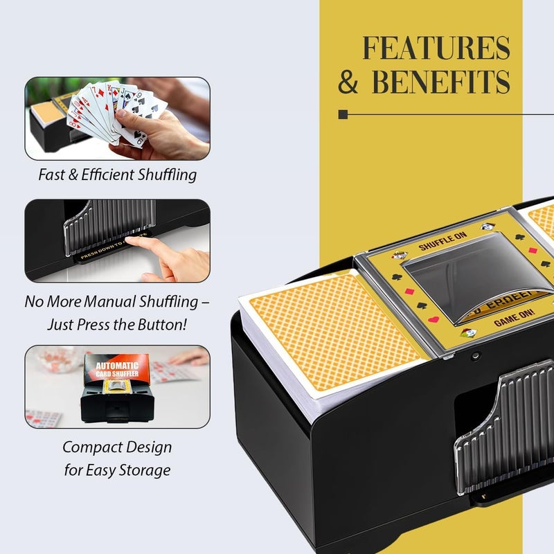 GAMIFY Automatic Card Shuffler 2 Deck | Battery Operated Uno Card Shuffler | Electric Playing Card Shuffler for Poker, Blackjack, Bridge & More | Casino-Grade, Fast & Quiet Shuffling Machine - Image 3
